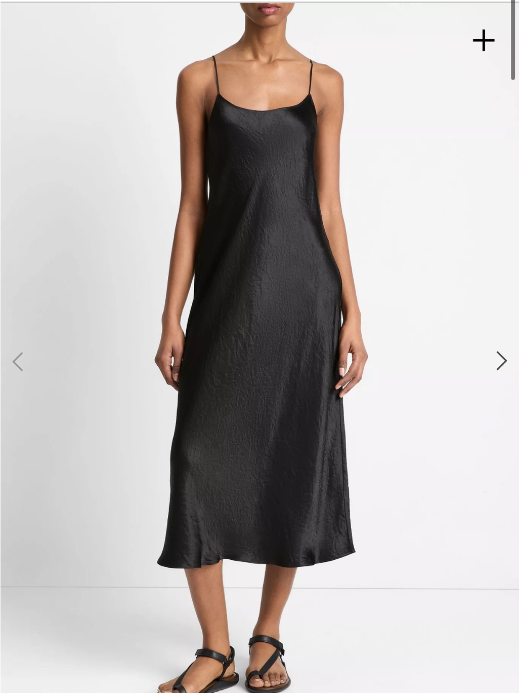 Vince Black Satin Slip Midi Dress